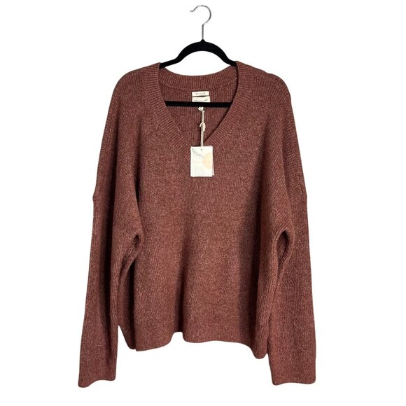 Thread & Supply‎ Boxy V-Neck Sweater Women's 2X Rust Red Brown NWT - Picture 1 of 7
